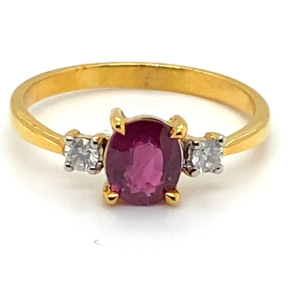 Mozambique Ruby 1.20ct Natural Diamonds Solid 14K Yellow Gold Ring - Picture 4 of 7